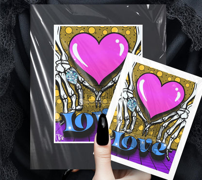Til Death Pop Art Print: Gothic Skeleton Love – Perfect Art For Alternative Couples or Goth Romantics, 11x14 Matted Wall Decor
