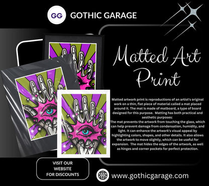 Psychedelic 3rd Eye Hand Art Print – Oddities & Curiosity Vibes, Perfect Art For Dead Collectors, 11x14 Matted or Frameable 8x10 Design