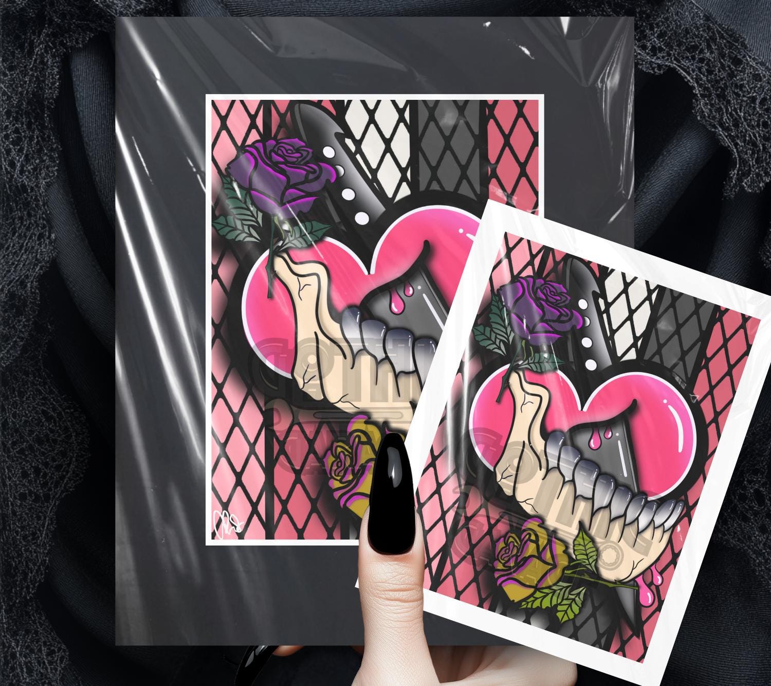 Dark Oddity Romance Art Print - Gothic Heart, Dagger & Roses – Punk Aesthetic 11x14 Wall Art for Alternative Home Decor