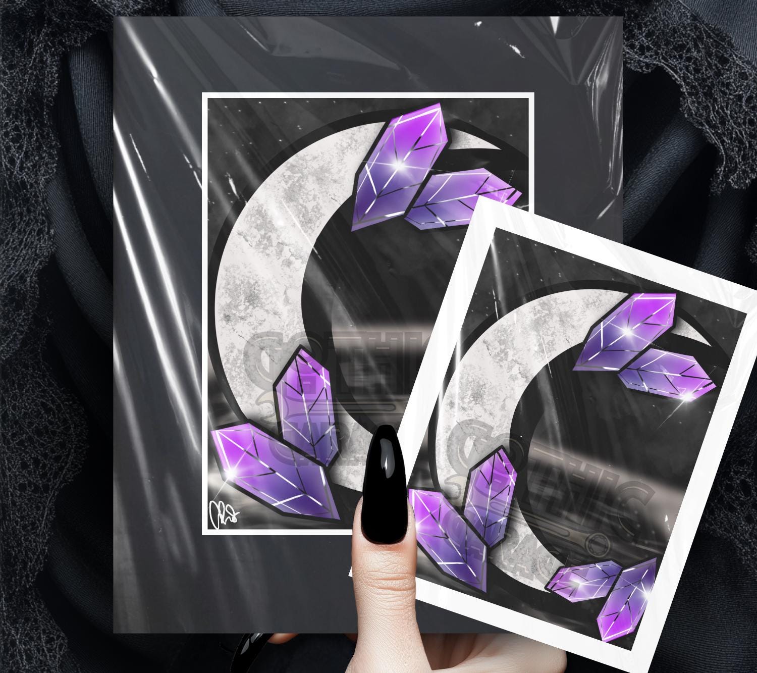 Crystal Moonlight Art Print – Dark Gothic & Witchy Vibes, 11x14 Matted or Frameable 8x10 Design