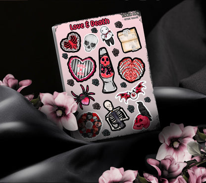 Gothic Witchy Love and Death Sticker Sheet, Perfect Goth & Witch Vibes Stickers, Budget Friendly Gifts for Goth Expression