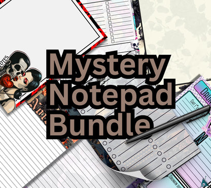 Mystery Notepad Bundle – 2 Gothic Tear-Off Notepads for the Price of 1 | Surprise Stationery Set for Alt, Spooky & Fun Vibes