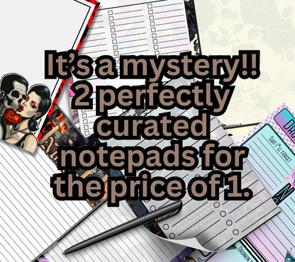Mystery Notepad Bundle – 2 Gothic Tear-Off Notepads for the Price of 1 | Surprise Stationery Set for Alt, Spooky & Fun Vibes