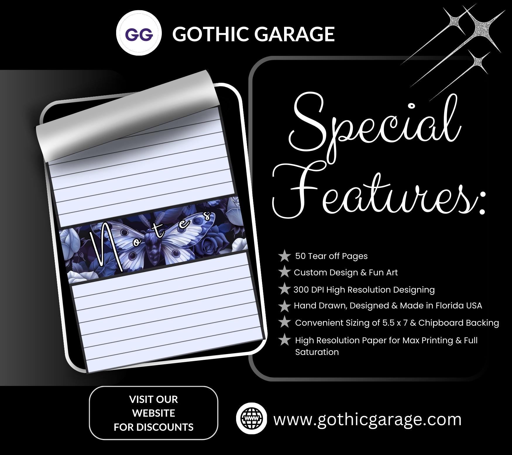 Mystery Notepad Bundle – 2 Gothic Tear-Off Notepads for the Price of 1 | Surprise Stationery Set for Alt, Spooky & Fun Vibes