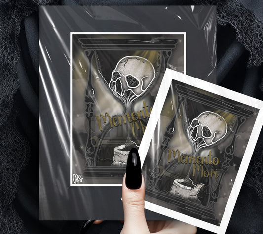 Memento Mori Art Print - Gothic Hourglass Oddities Vibes, Perfect Art For Any Alternative Space