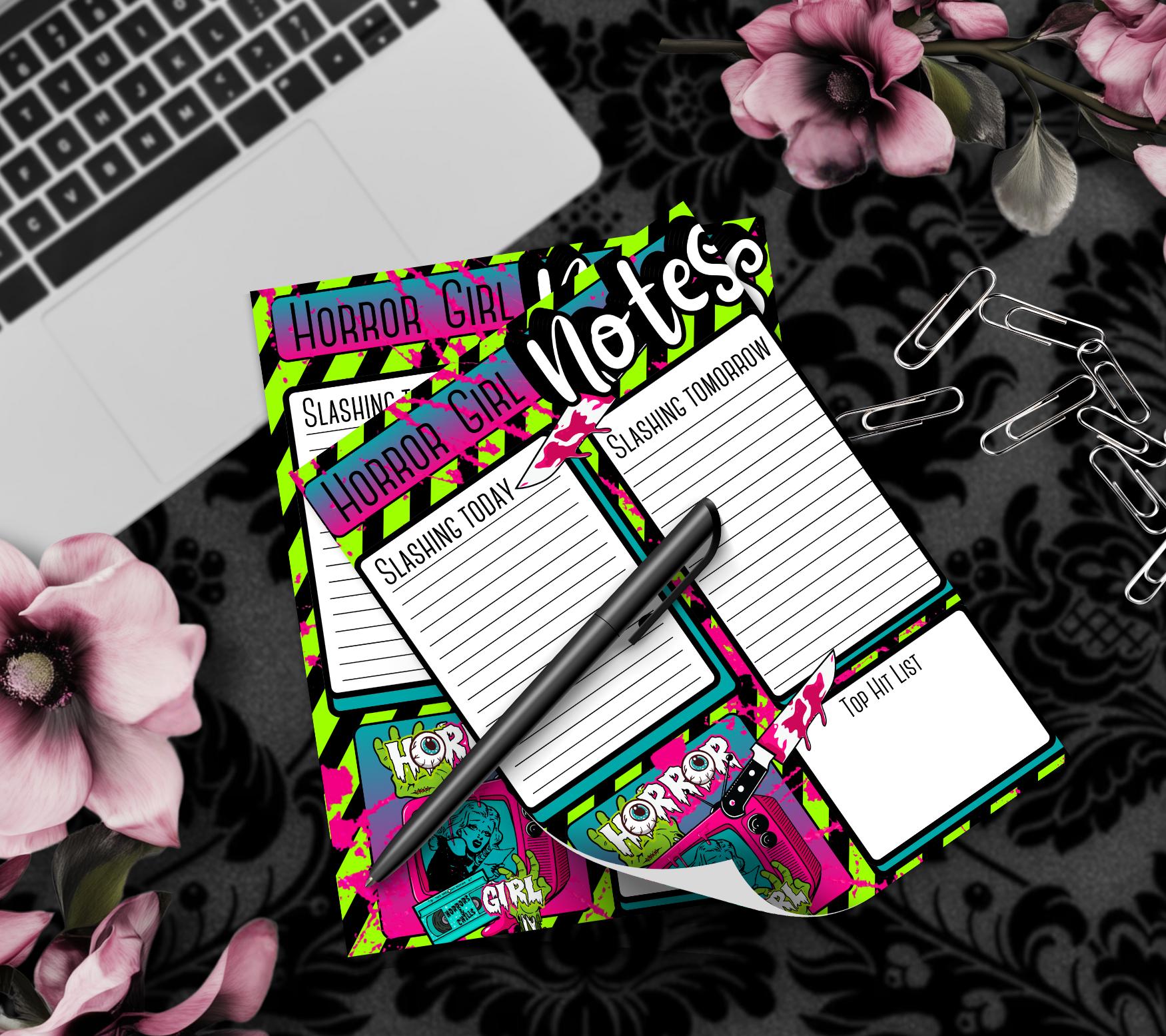 Horror Girl Notepad: Retro Slasher To-Do List, 50 Sheets