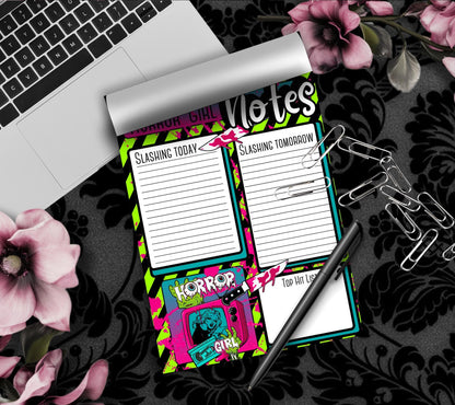 Horror Girl Slasher Tear-Off Notepad – 50 Sheets, Retro Horror Aesthetic, Spooky To-Do List