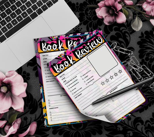 Goth Book Review Kawaii Ghosts Notepad, Bookish Organization Stationery, Perfect Personalized Notepad For Book Lovers