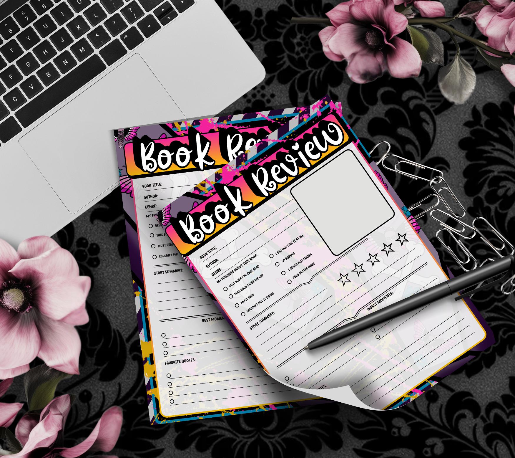 Spooky Pop Art Book Review Notepad – Reader Gift, Booktok, Book Blog