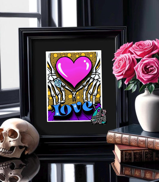 Til Death Pop Art Print: Gothic Skeleton Love – Perfect Art For Alternative Couples or Goth Romantics, 11x14 Matted Wall Decor