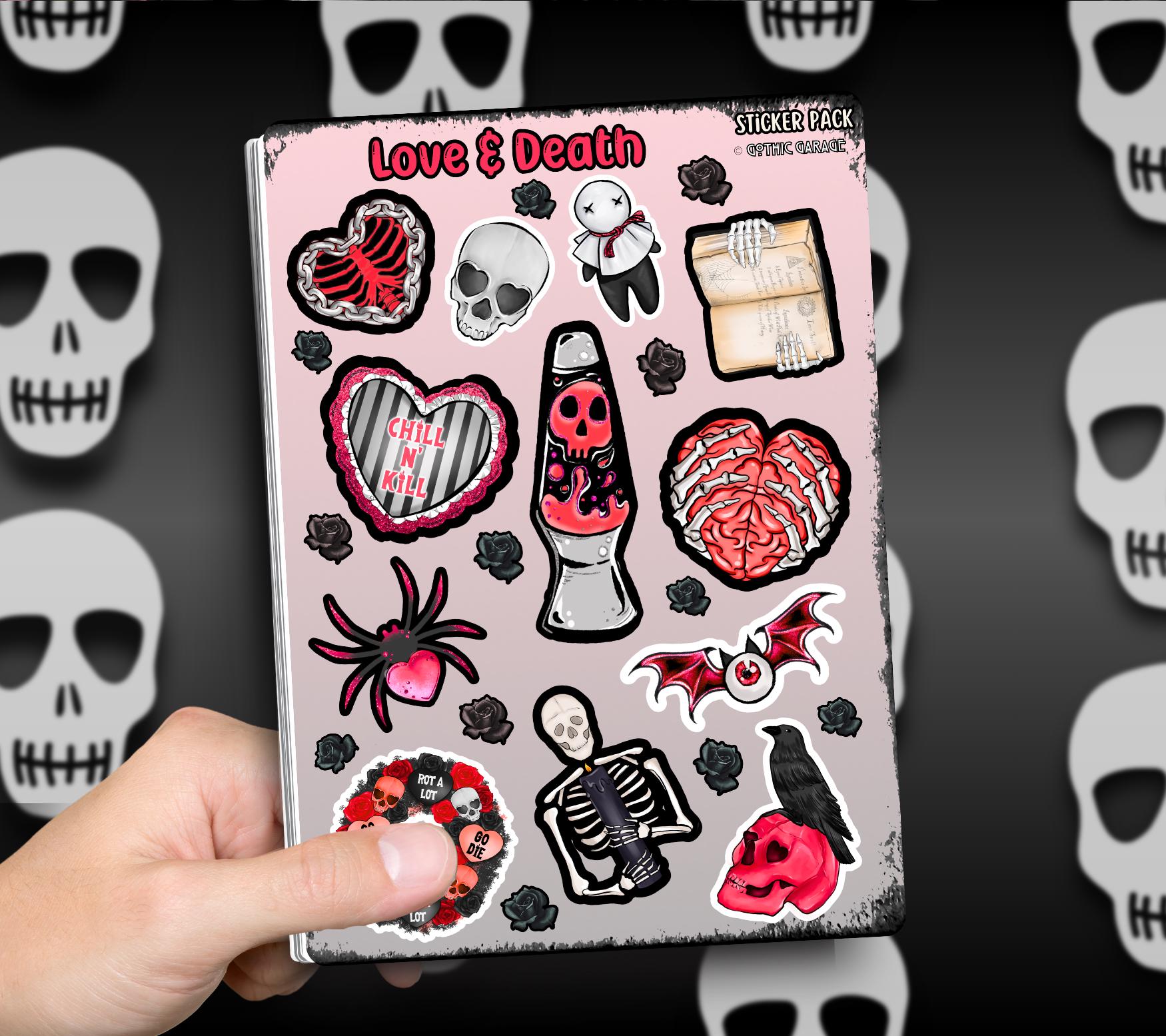 Gothic Witchy Love and Death Sticker Sheet, Perfect Goth & Witch Vibes Stickers, Budget Friendly Gifts for Goth Expression