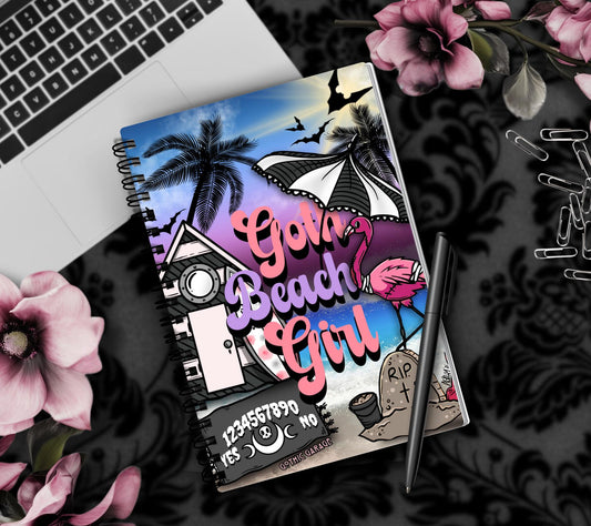 Goth Beach Girl Notebook– Hand Drawn Dark Paradise – 160 Lined Pages for Daily Tasks and Notes