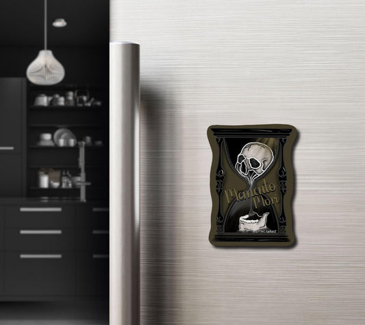 Memento Mori - Fridge Magnet—Gothic Skull Hourglass for the Perfect Manta Addition of “Life is Short, so Decorate Dangerously”