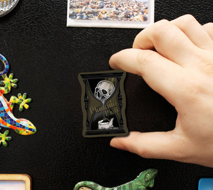 Memento Mori - Fridge Magnet—Gothic Skull Hourglass for the Perfect Manta Addition of “Life is Short, so Decorate Dangerously”