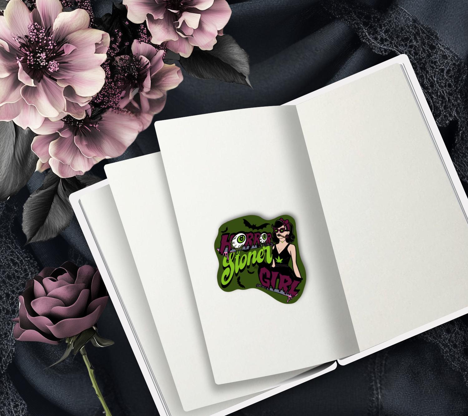 Horror Stoner Girl Waterproof Sticker – Vintage/Retro Gothic Design