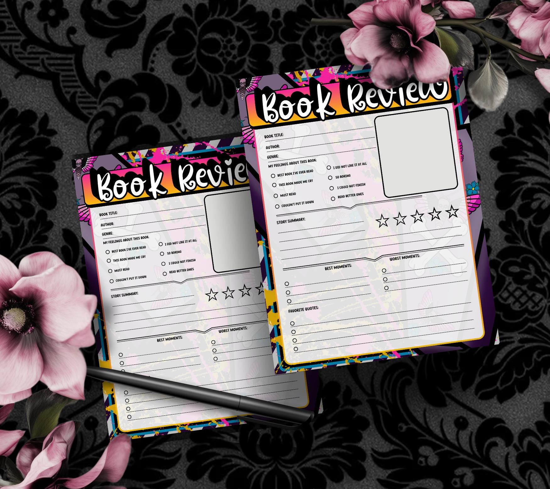 Spooky Pop Art Book Review Tear-Off Notepad – 50 Sheets of Aesthetic Reader Review Pages for Bookworms, Bloggers & Booktok