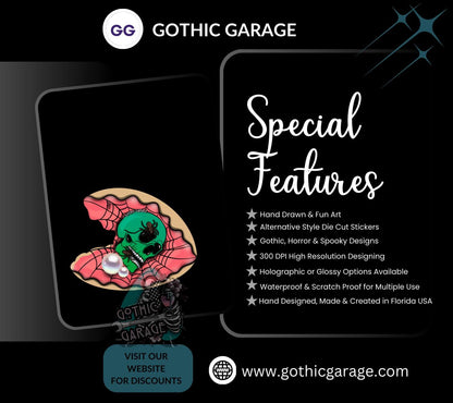 Spider Skull Clamshell Die Cut Waterproof Sticker—A Wicked Twist for Your Ocean Treasure Collections