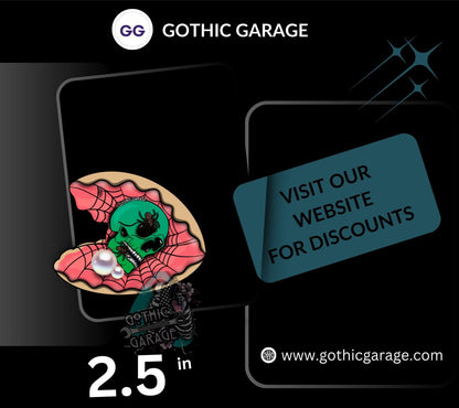 Spider Skull Clamshell Die Cut Waterproof Sticker—A Wicked Twist for Your Ocean Treasure Collections