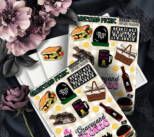 Graveyard Picnic Sticker Sheet – Creepy Cuisine for the Dead & Delicious
