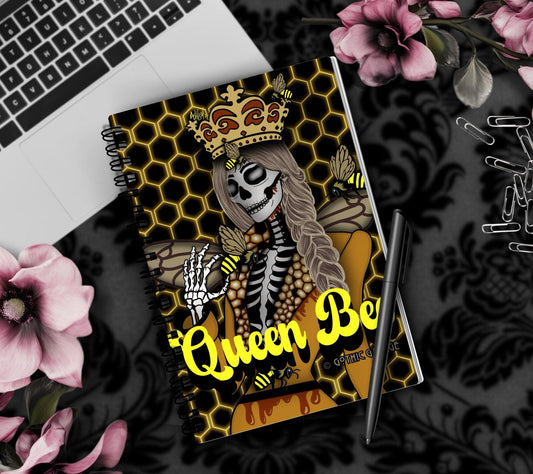Queen Bee of the Dead Notebook- Hand Drawn– 160 Lined Pages for Daily Tasks and Notes