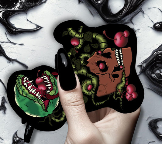 Cherry Skull Venus Flytrap Die Cut Waterproof Sticker