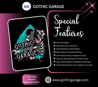 Dark Carnival Gothic Notebook – Creepy Skeleton Carousel Journal for Writing, School & Notes