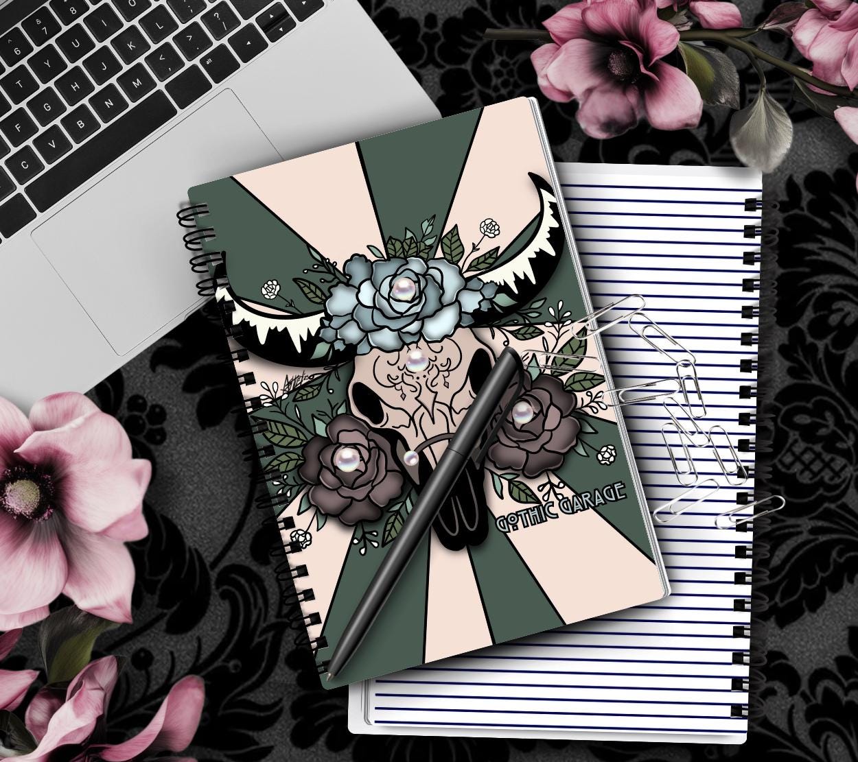 Desert Bones – Gothic Western Floral Notebook - Hand Drawn Detail – 160 Lined Pages for Daily Tasks, Notes, and Personal Writing