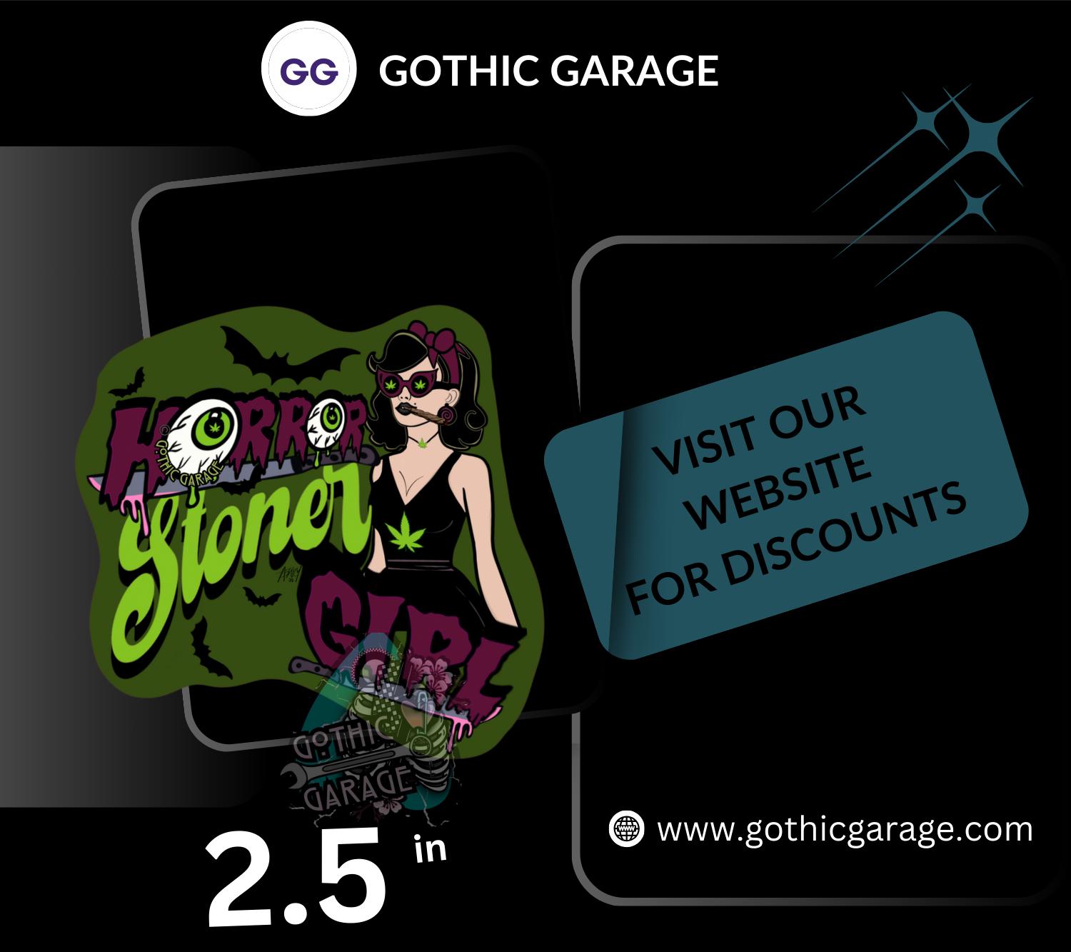 Horror Stoner Girl Waterproof Sticker – Vintage/Retro Gothic Design