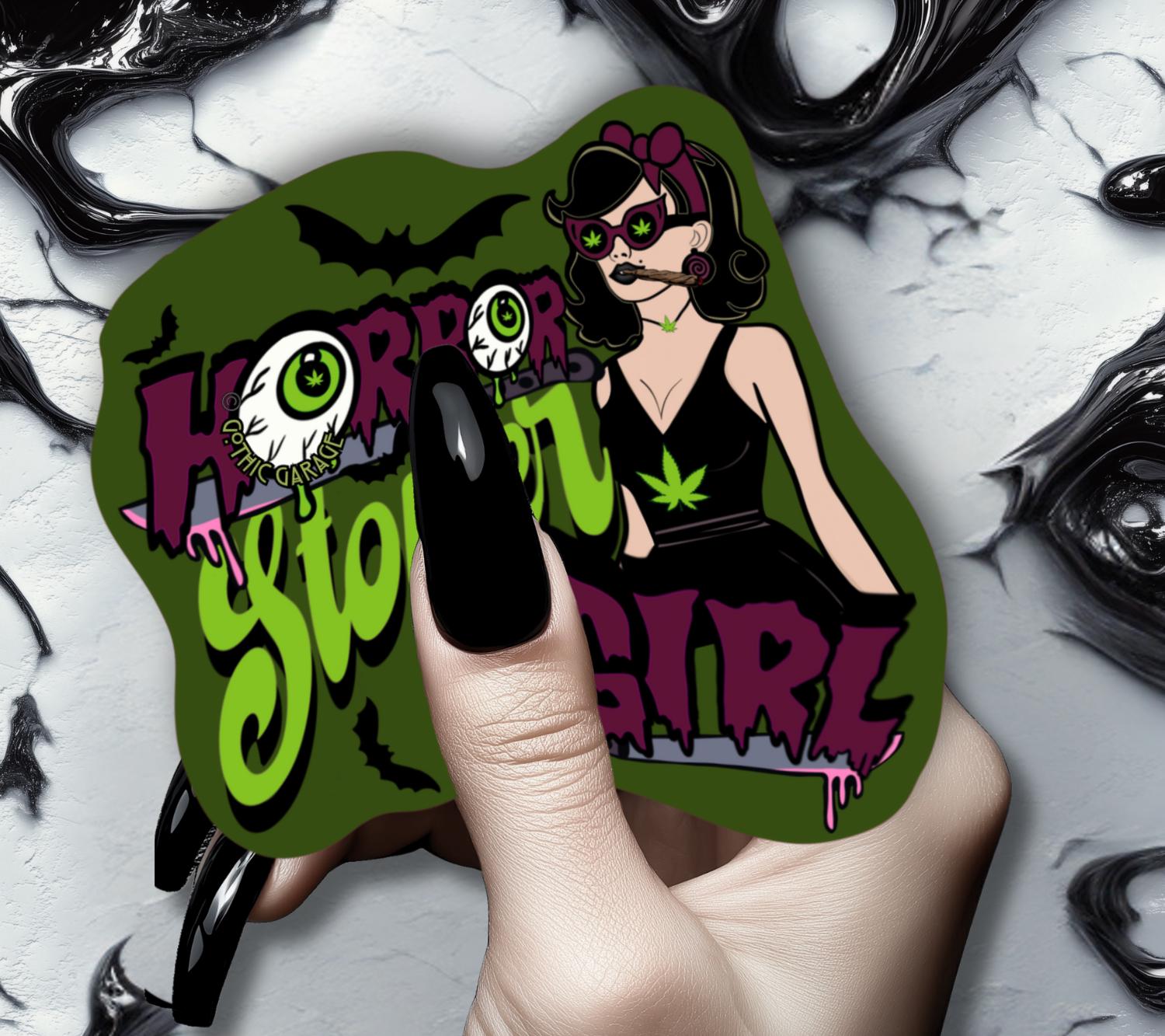 Horror Stoner Girl Waterproof Sticker – Vintage/Retro Gothic Design