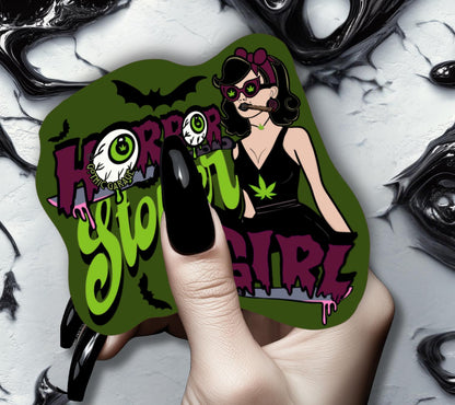 Horror Stoner Girl Waterproof Sticker – Vintage/Retro Gothic Design
