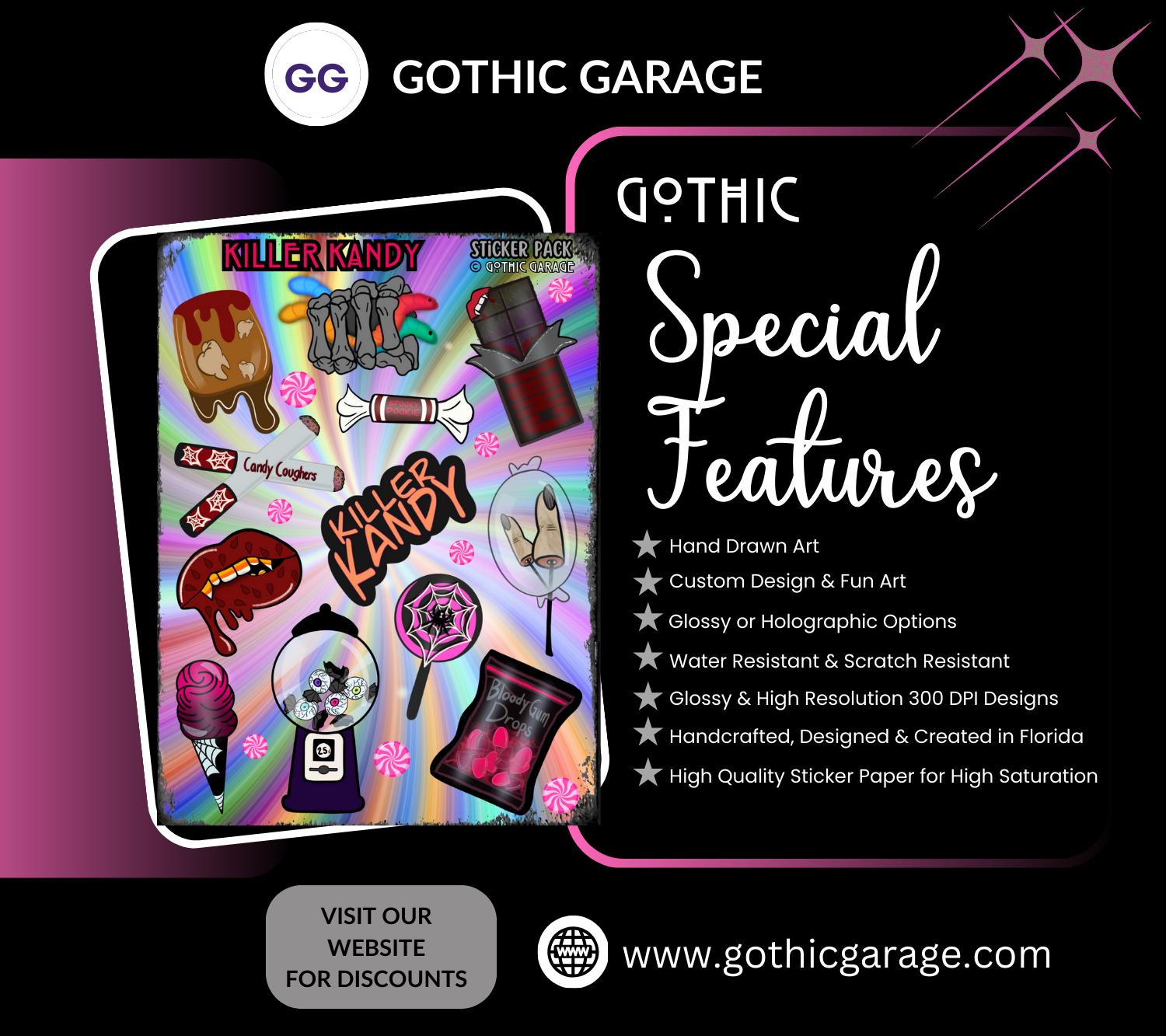 Killer Kandy Sticker Sheet – Sinister Sweets for Your Spooky Cravings