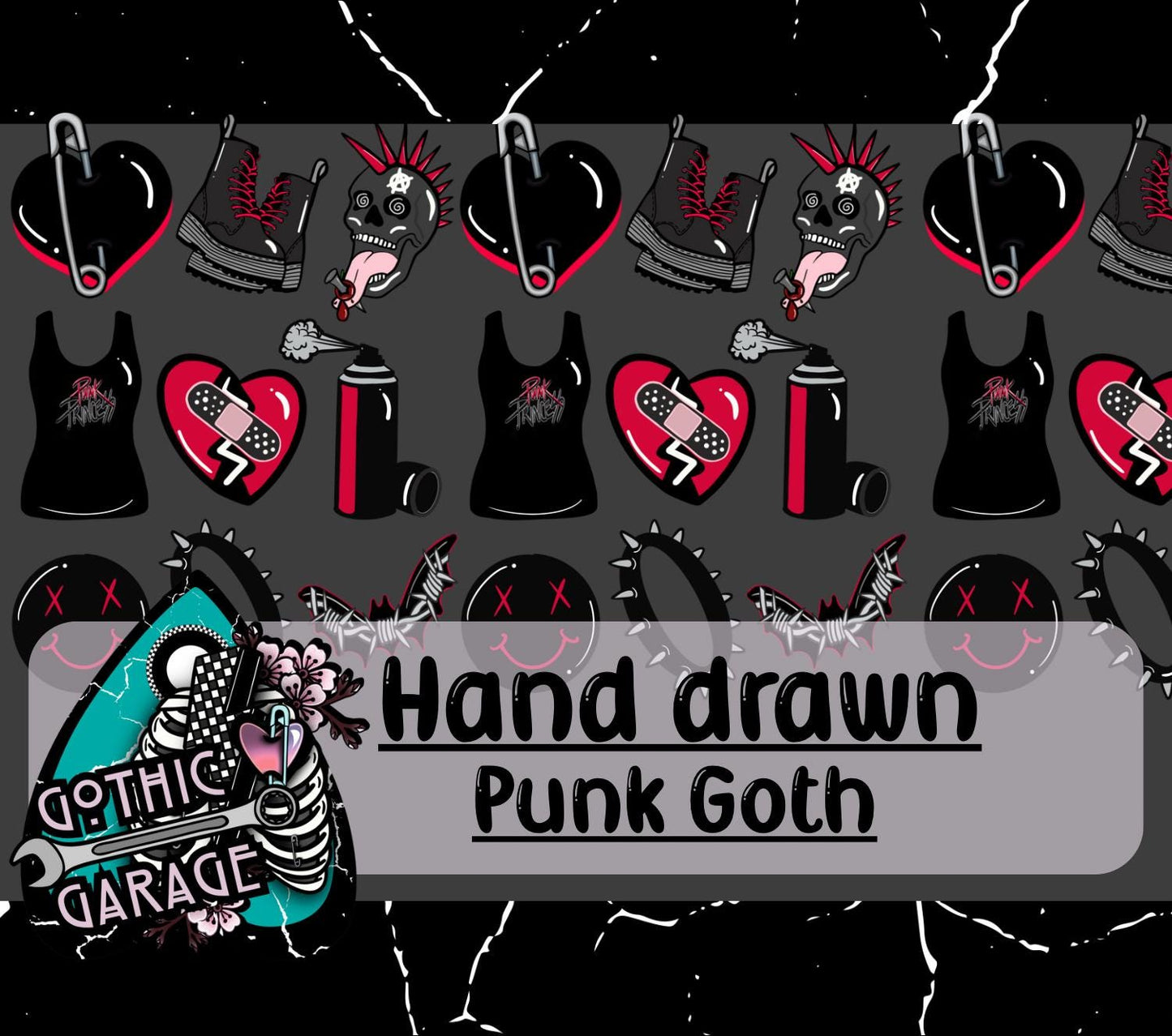 Punk Goth Clipart Pack – 9 Bold & Rebellious Digital Graphics for Crafts, Stickers and Apparel