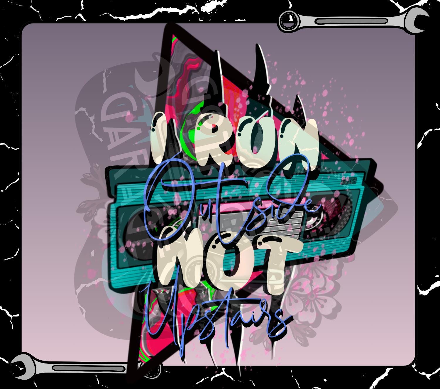 I Run Outside Not Upstairs PNG – Funny Horror Girl Sublimation Design