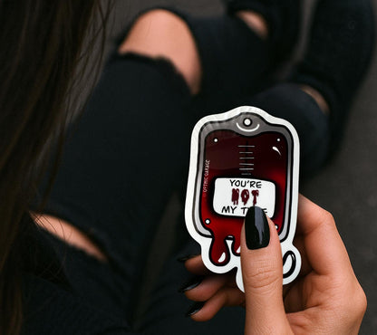 Vampire Blood Bag, Waterproof Die Cut Sarcastic Sticker, Choose Between Glossy or Holographic, Perfect to Add Horror to any Surface