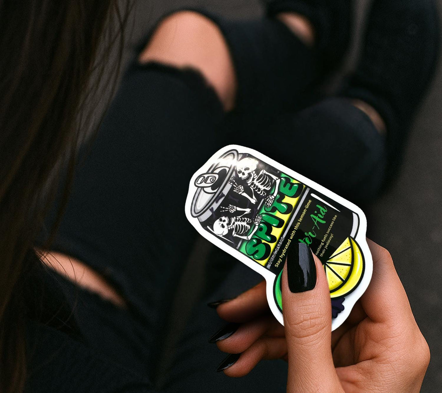 Spite Hater-Aid Sticker: Gothic Sarcastic Soda Can - Glossy or Holographic