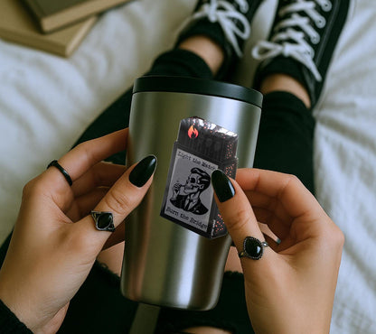 Burning Bridge Skeleton Sticker: Gothic Humor, Waterproof Vinyl