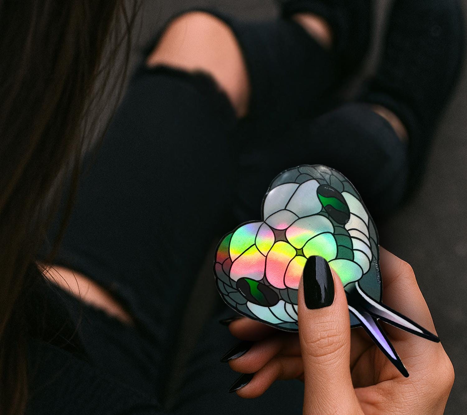 Gothic Snake Head Sticker: Waterproof Vinyl Decal, Glossy or Holographic