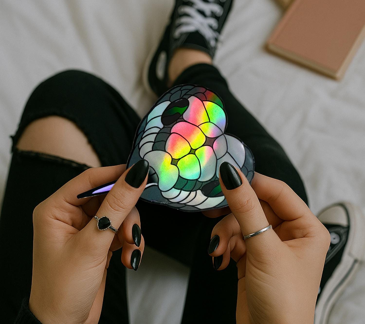 Gothic Snake Head Sticker: Waterproof Vinyl Decal, Glossy or Holographic