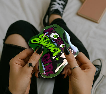 Horror Stoner Girl Waterproof Sticker – Vintage/Retro Gothic Design