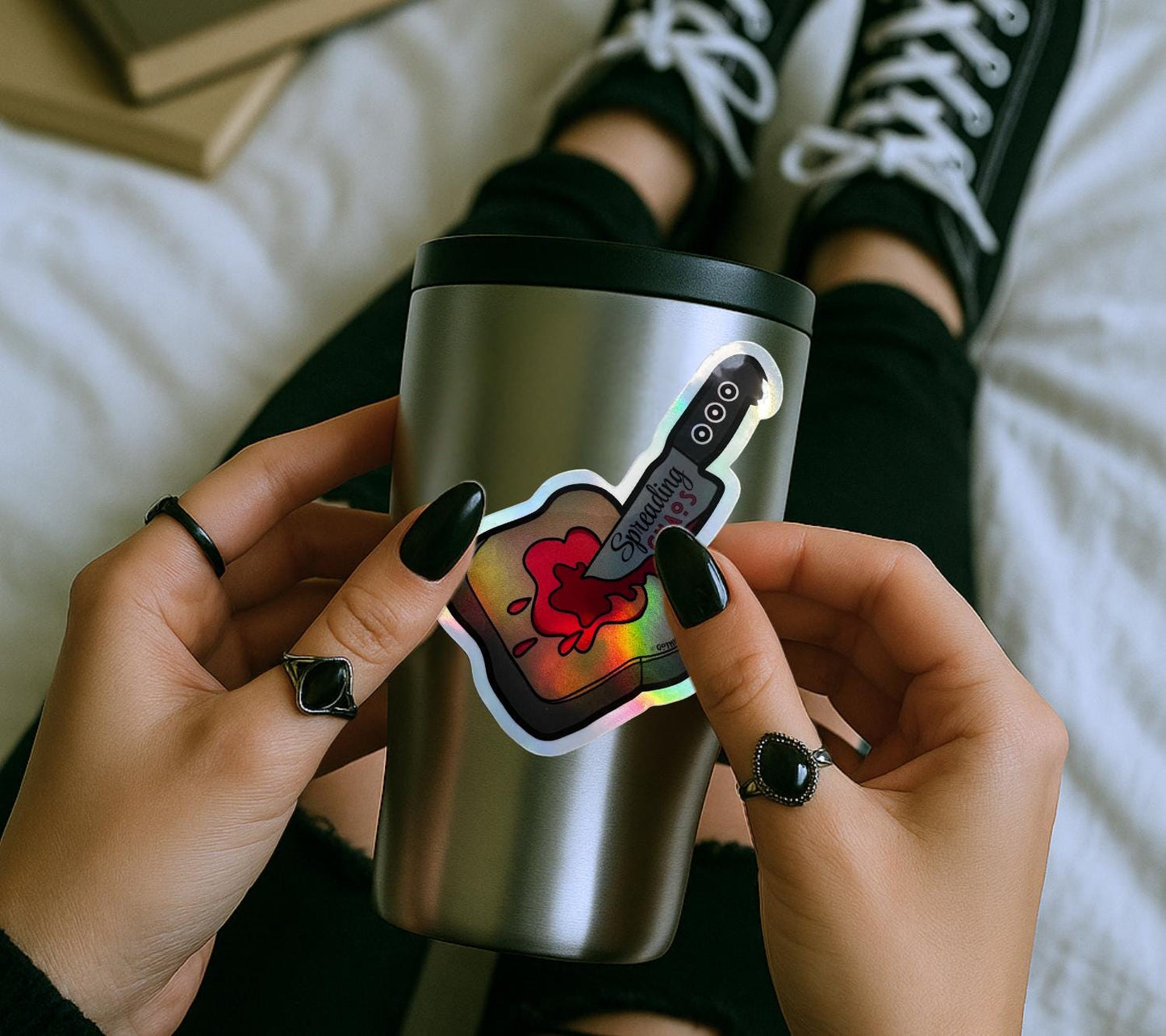 Bloody Toast Sticker: Spreading Chaos, Waterproof Vinyl Die Cut