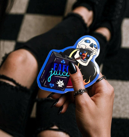 FAFO Juice Skull Sticker: Gothic Sarcasm, Waterproof Vinyl (Glossy or Holographic)
