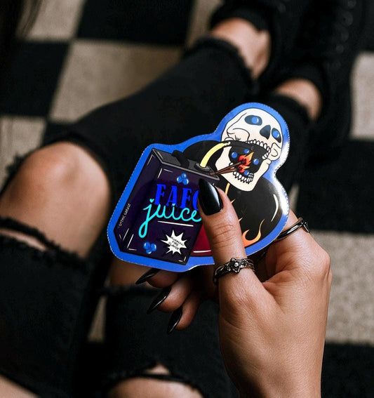 FAFO Juice Die Cut Waterproof Sticker— Gothic Sarcasm, Choose Gloosy or Holographic to Fit Your Perfect Dark Humor