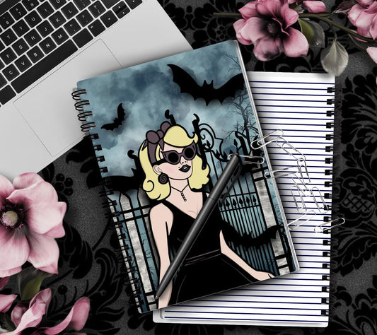 1950’s Goth Female Glamour Notebook - Hand Drawn Detail – 160 Lined Pages for Daily Tasks, Notes, and Personal Writing