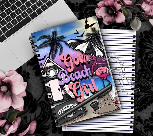 Goth Beach Girl Notebook– Hand Drawn Dark Paradise – 160 Lined Pages for Daily Tasks and Notes