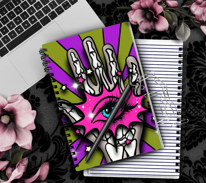 Gothic 3rd Eye Skeleton Hand Notebook Hand Drawn Detail – 160 Lined Pages for Daily Tasks, Notes, and Personal Writing