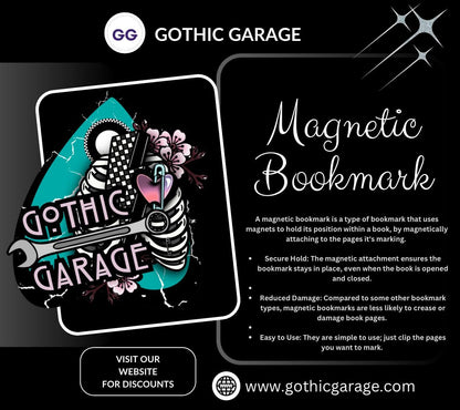 Grim Reaper Magnetic Bookmark – Holographic “Relaxing in Peace” Goth Book Lover Gift