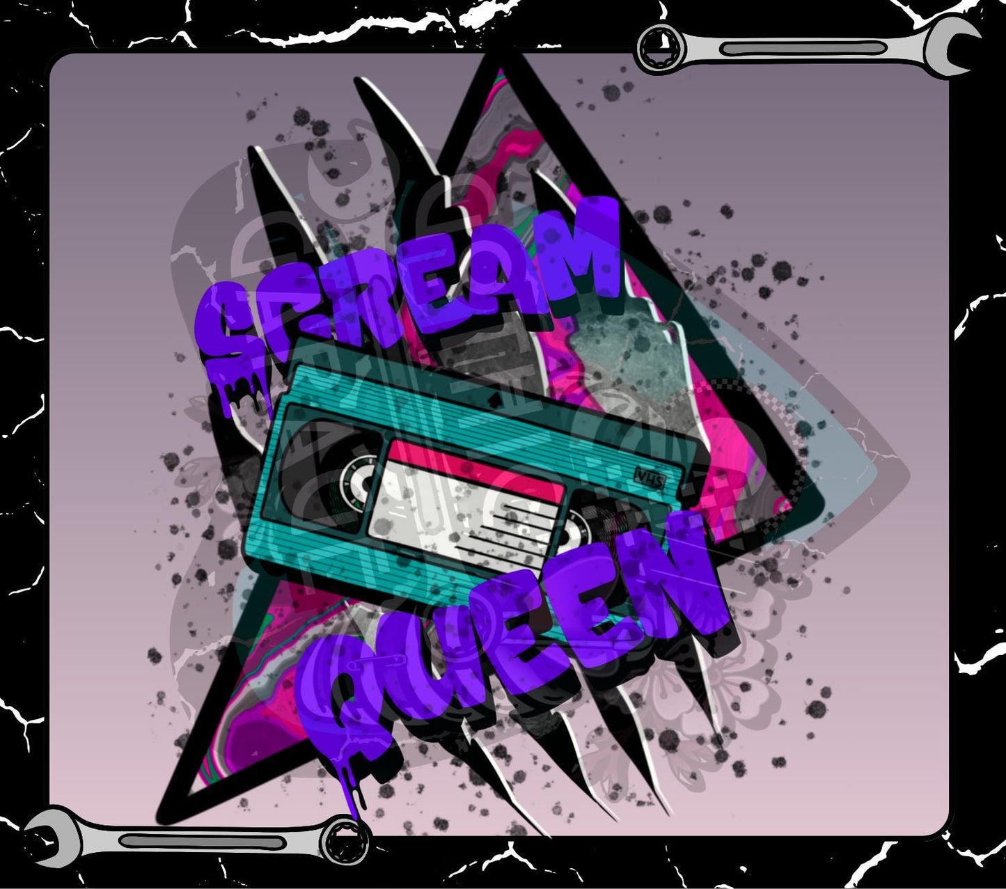 Scream Queen VHS PNG – Retro Horror Sublimation Design
