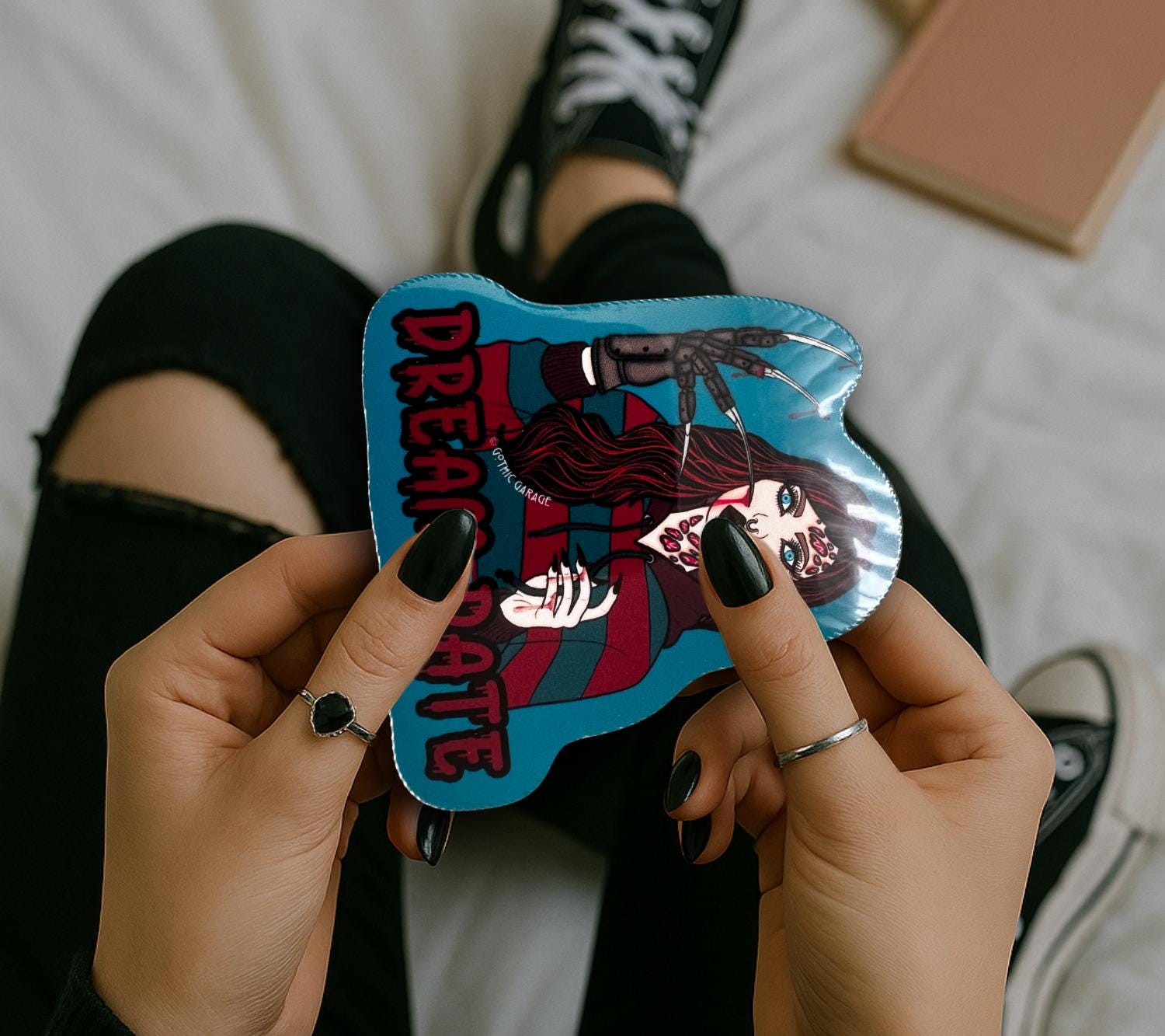 Female Horror Villain Sticker: Waterproof Die Cut, Gore-Geek Gift (Glossy or Holographic)