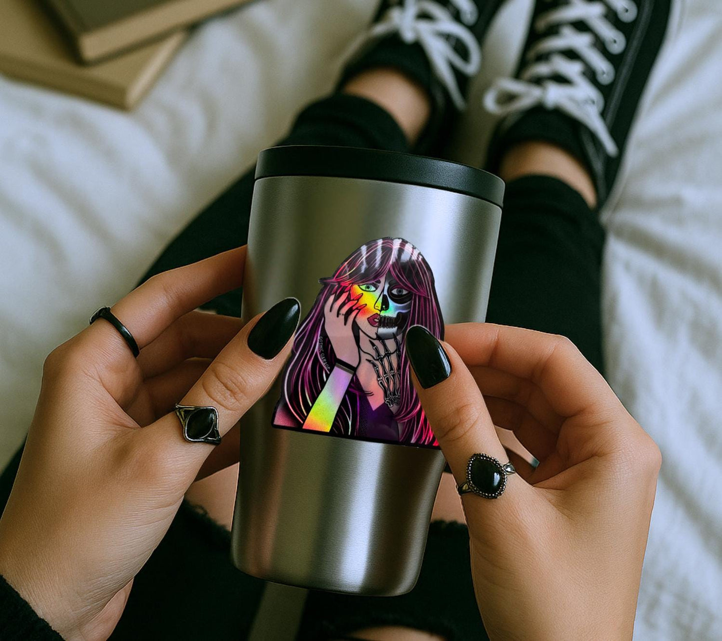 2 Faced Femme Fatale, Waterproof Die Cut Sticker, Choose Between Glossy or Holographic, Perfect to Add Fun to any Surface