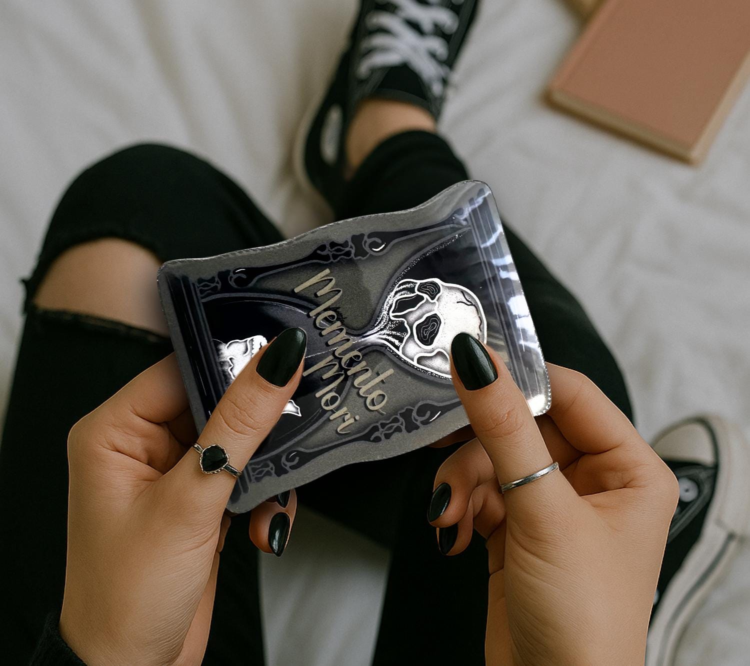 Memento Mori Sticker: Gothic Skull Hourglass, Waterproof Vinyl